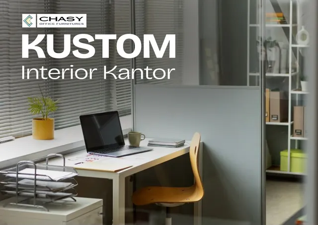 Meja kerja putih di ruang kantor dengan partisi kaca, karya Chasy Office Furniture